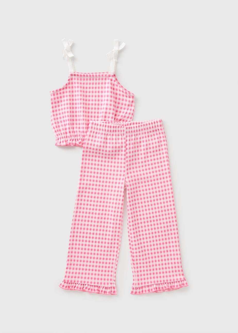 Girls Pink Gingham Top & Trouser Set (1-7yrs)