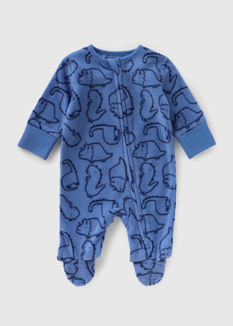 Baby Blue Dino Fleece Babygrow (Newborn-23mths)
