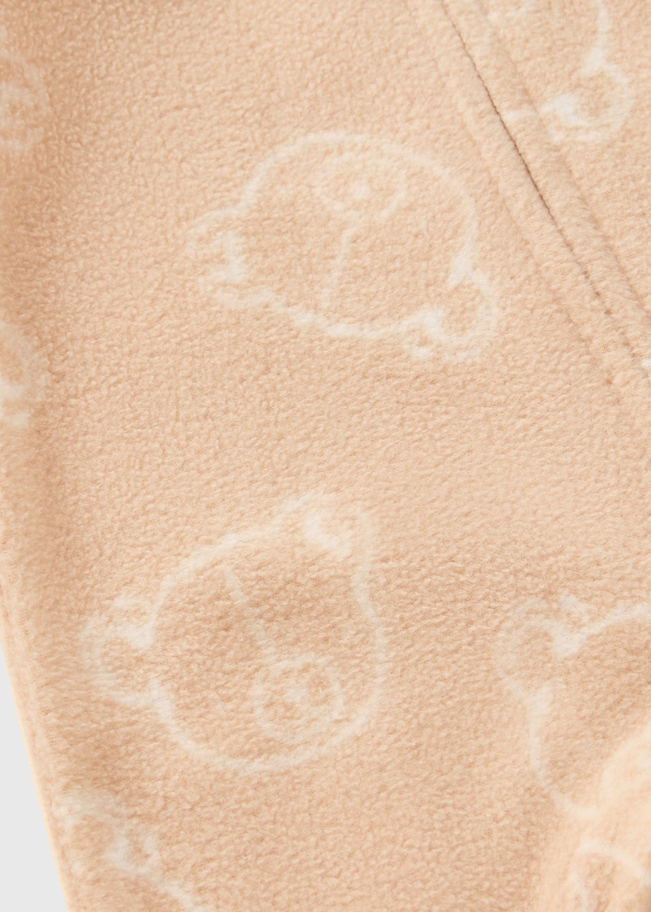 Baby Beige Bear Fleece Babygrow  (Newborn–23mths)