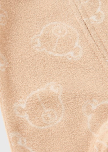 Baby Beige Bear Fleece Babygrow  (Newborn–23mths)