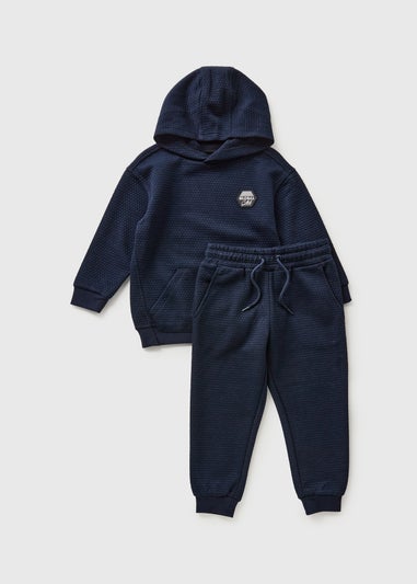 Boys Navy Popcorn Hoodie & Jogging Bottom Set (1-7yrs)