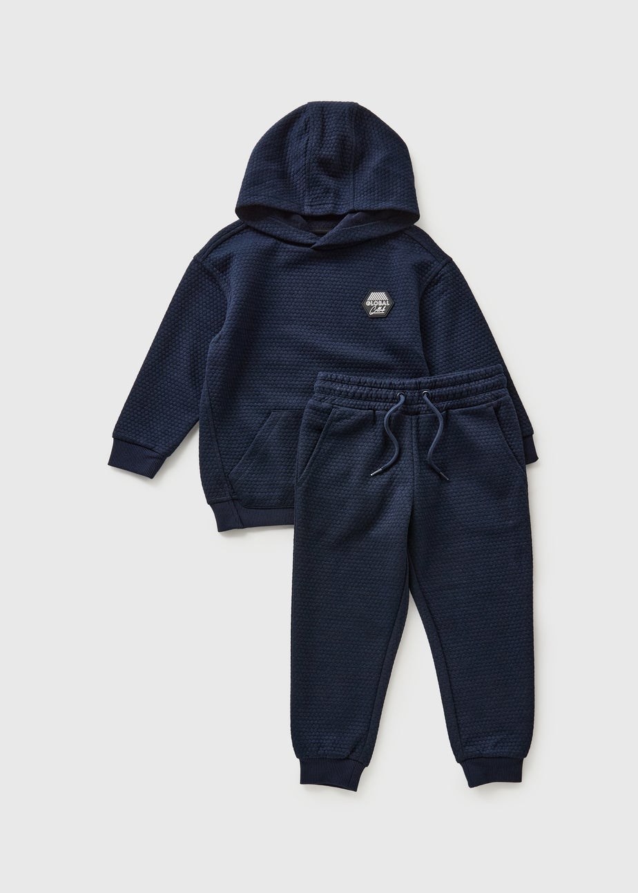 Boys Navy Popcorn Hoodie & Jogging Bottom Set (1-7yrs)