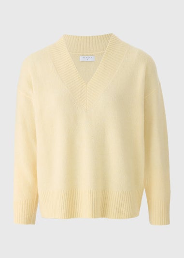 Yellow V-Neck Knitted Jumper