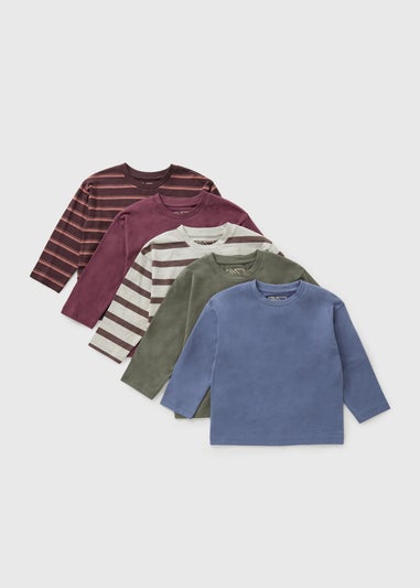 5 Pack Boys Multicolour Stripe Long Sleeve Tops (1-7yrs)