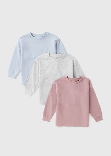 3 Pack Boys Multicolour Ribbed Long Sleeve Top (1-7yrs)