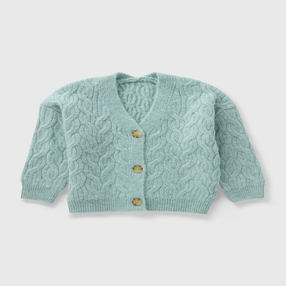 Girls Blue Cable Knit Cardigan (1-7yrs)