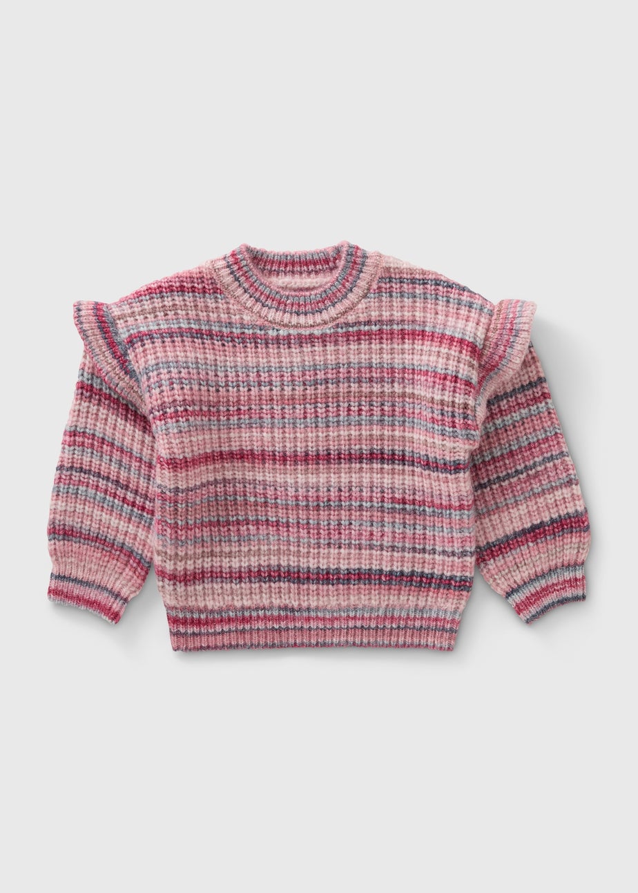 Girls Pink Stripe Ribbed Jumper (1-7yrs)