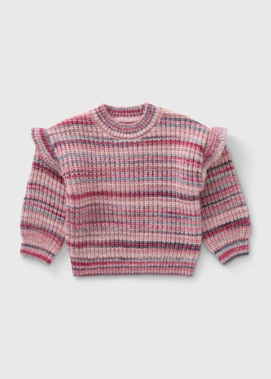 Girls Pink Stripe Ribbed Jumper (1-7yrs)
