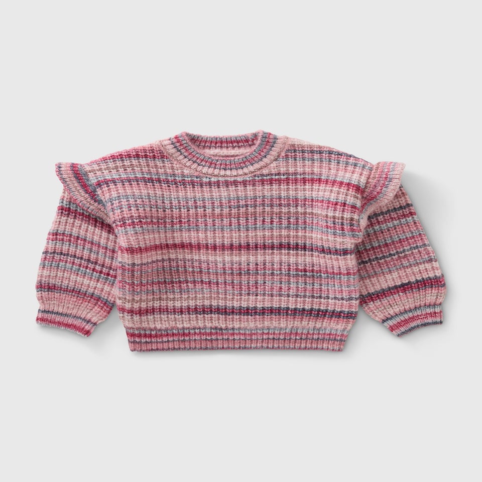Girls Pink Stripe Ribbed Jumper (1-7yrs)