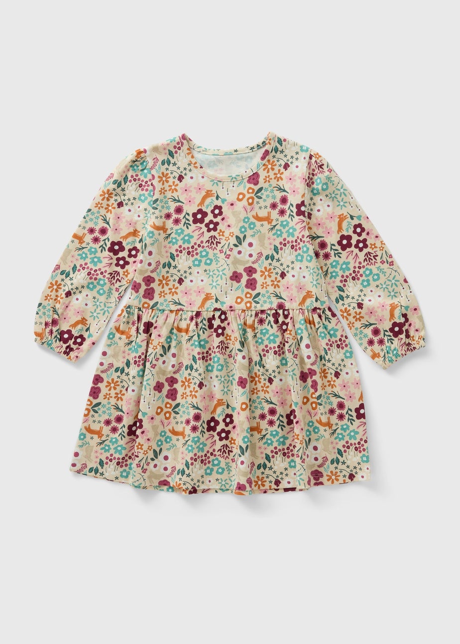 Girls Sage Green Floral Dress (1-7yrs)