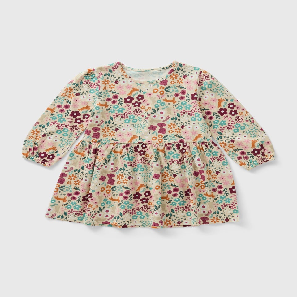 Girls Sage Green Floral Dress (1-7yrs)