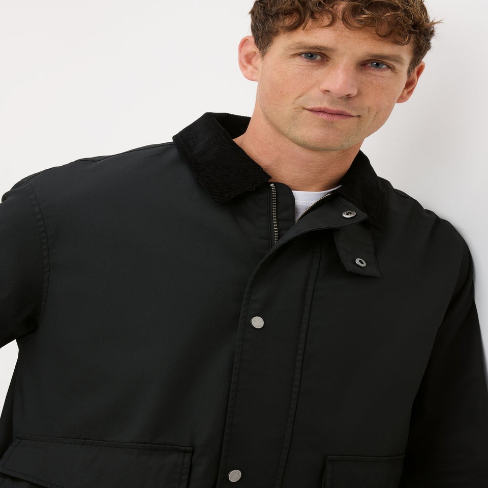 Black Waxed Cord Collared Jacket