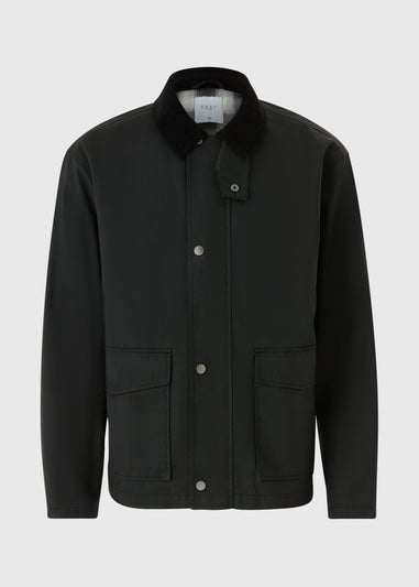 Black Waxed Cord Collared Jacket