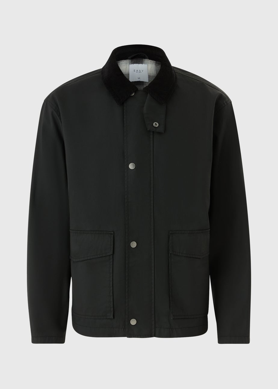 Black Waxed Cord Collared Jacket