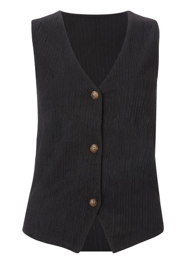 Quiz Black V Neck Textured Waistcoat