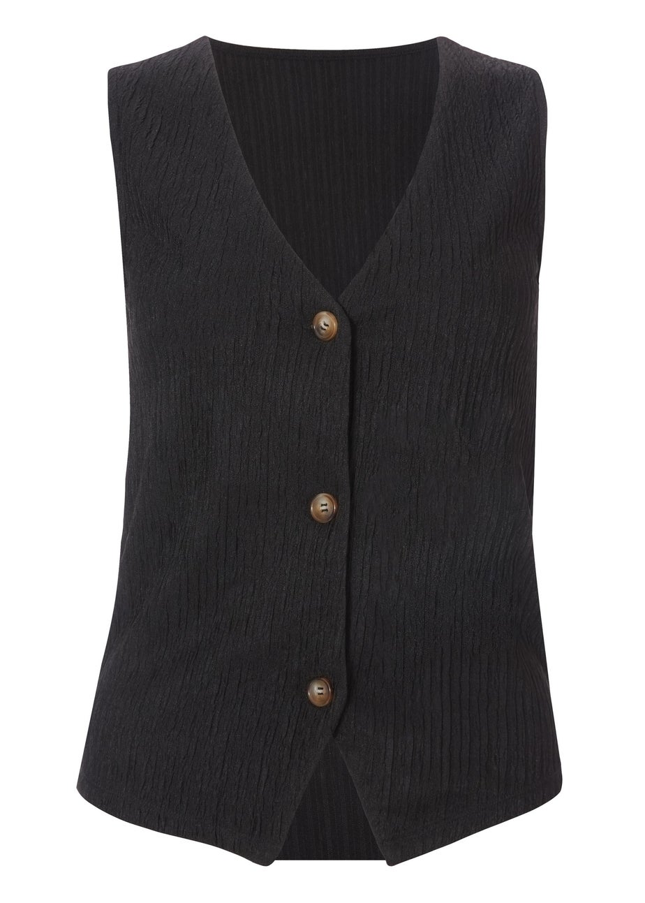 Quiz Black V Neck Textured Waistcoat