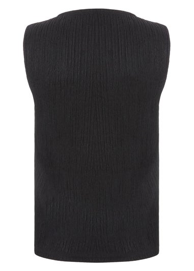 Quiz Black V Neck Textured Waistcoat