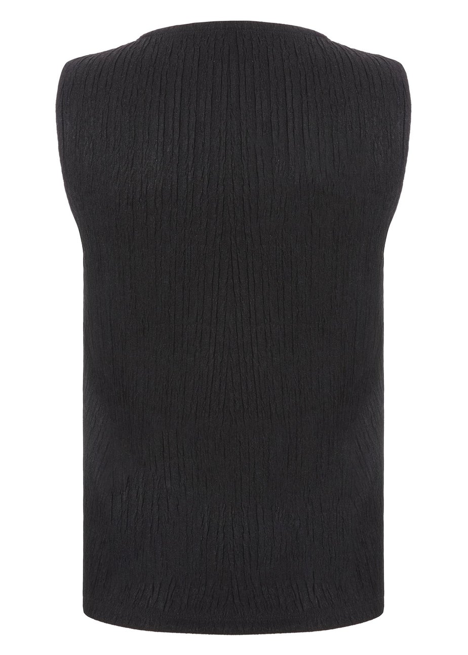 Quiz Black V Neck Textured Waistcoat