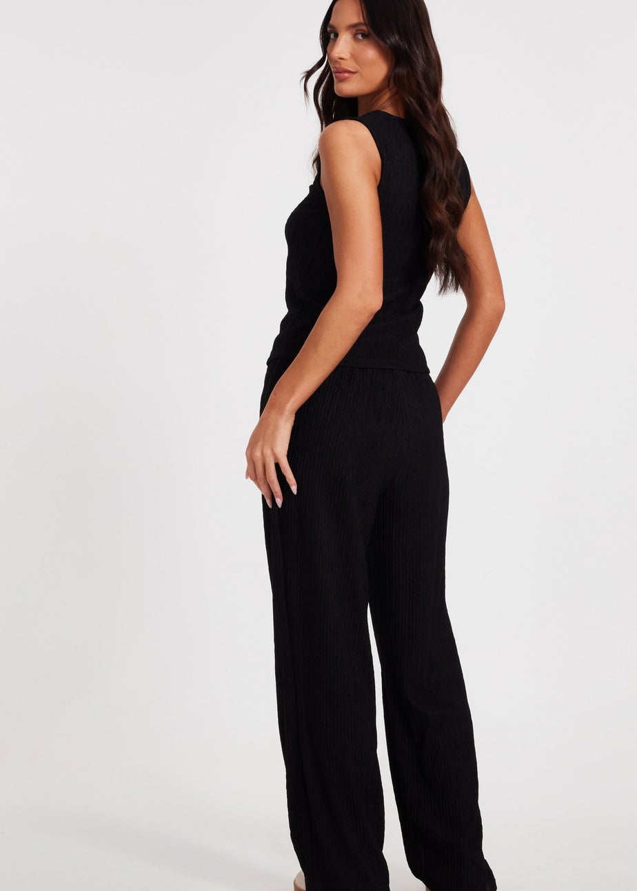 Quiz Black V Neck Textured Waistcoat