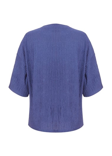 Quiz Blue Textured T-Shirt