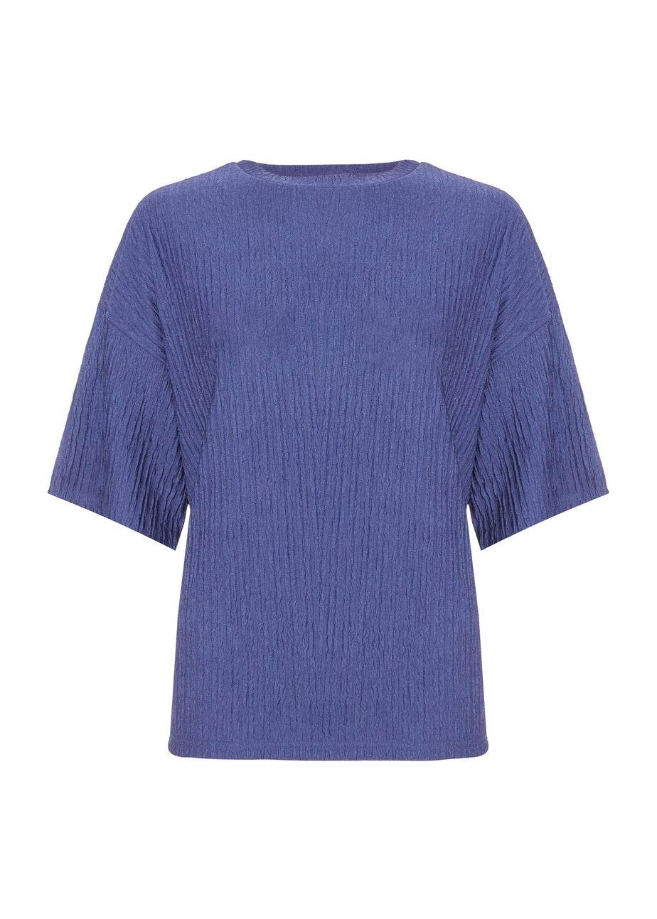 Quiz Blue Textured T-Shirt