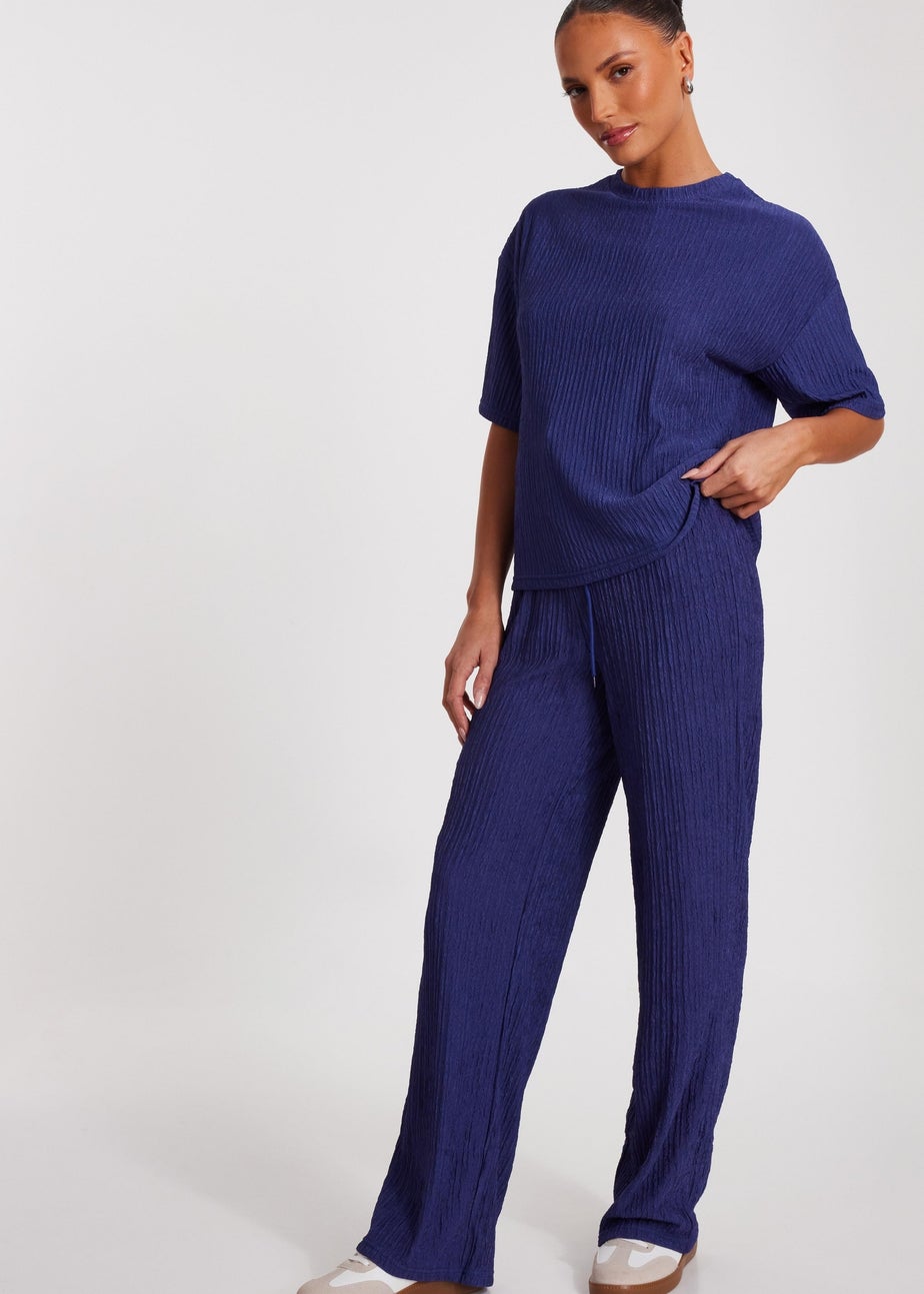 Quiz Blue Textured T-Shirt