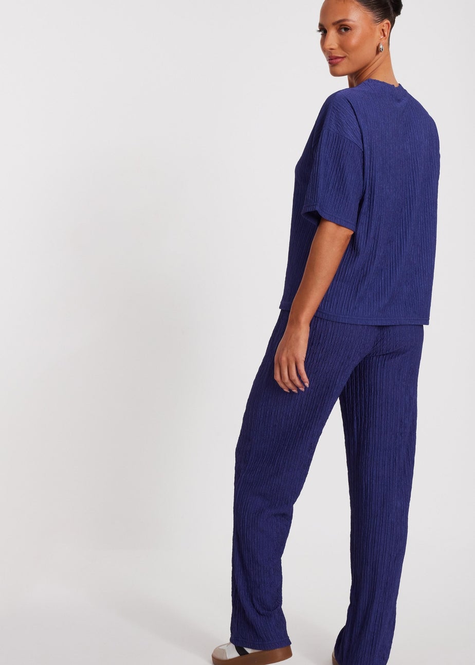 Quiz Blue Textured T-Shirt