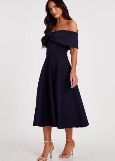 Quiz Navy Bardot Bow Skater Dress