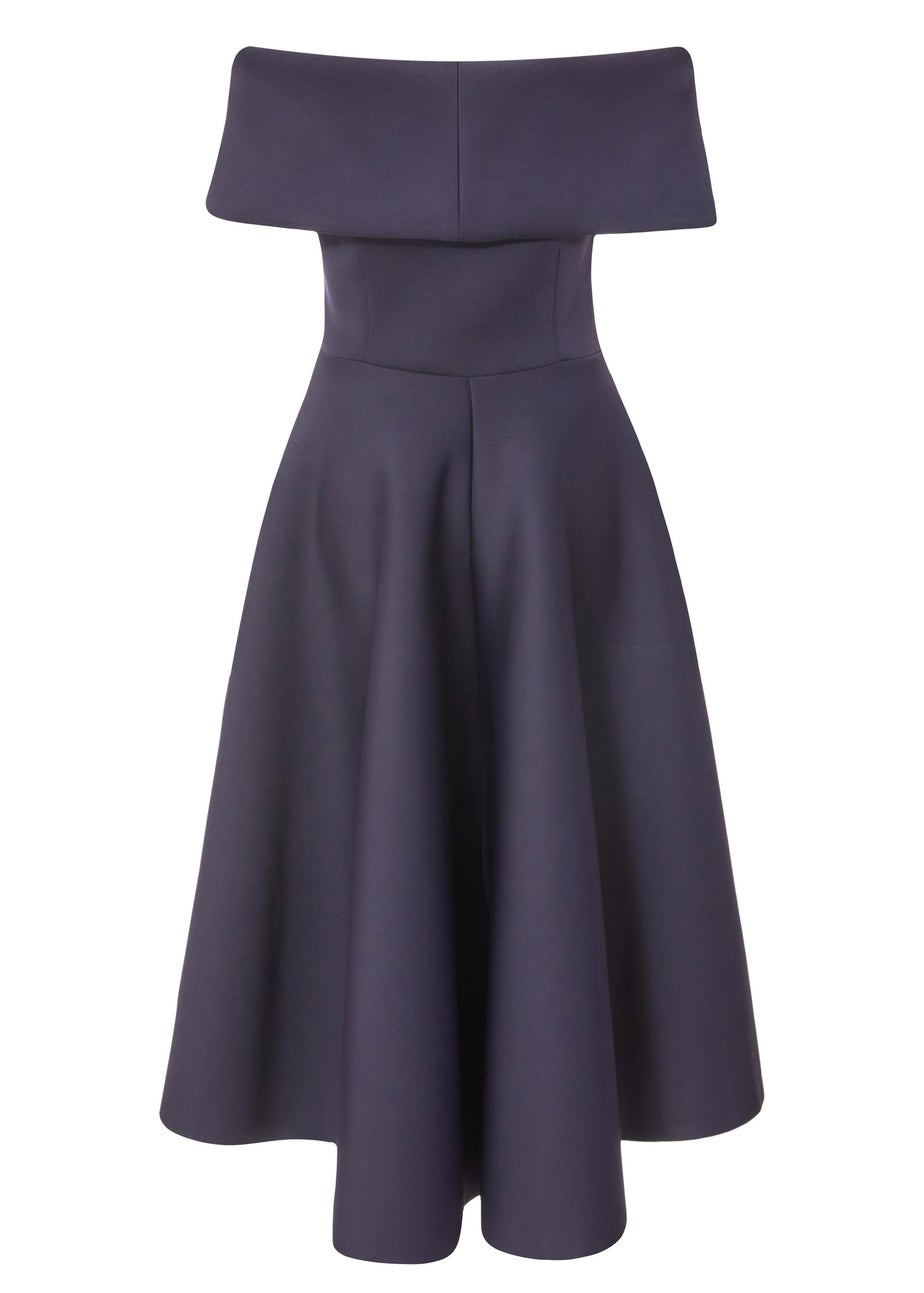 Quiz Navy Bardot Bow Skater Dress