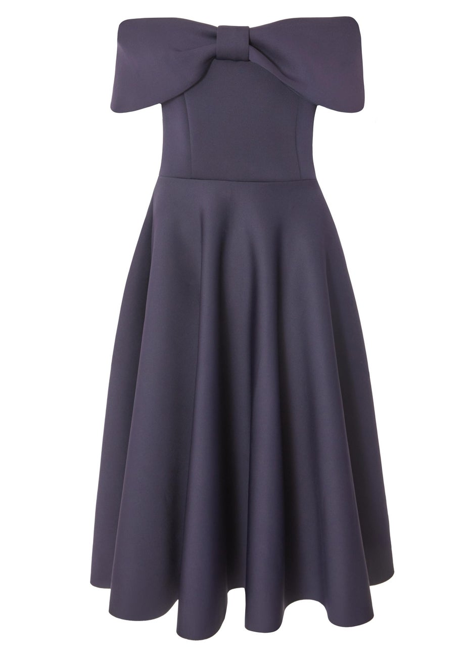 Quiz Navy Bardot Bow Skater Dress