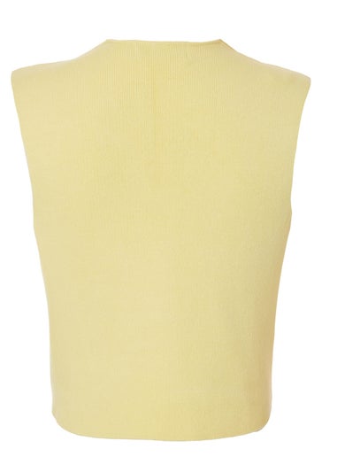 Quiz Yellow Knitted Button Front Waistcoat