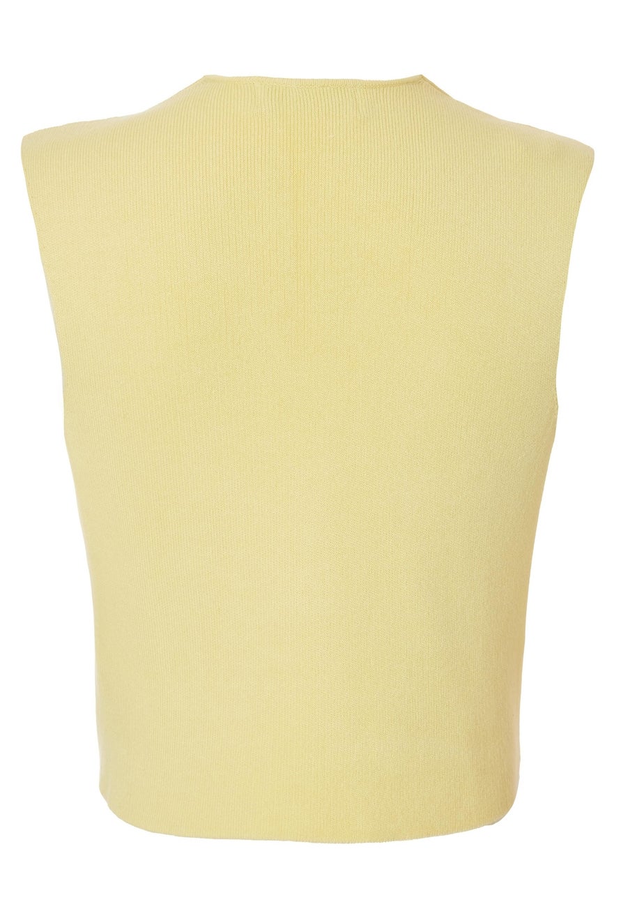 Quiz Yellow Knitted Button Front Waistcoat