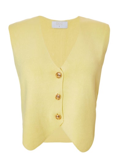 Quiz Yellow Knitted Button Front Waistcoat