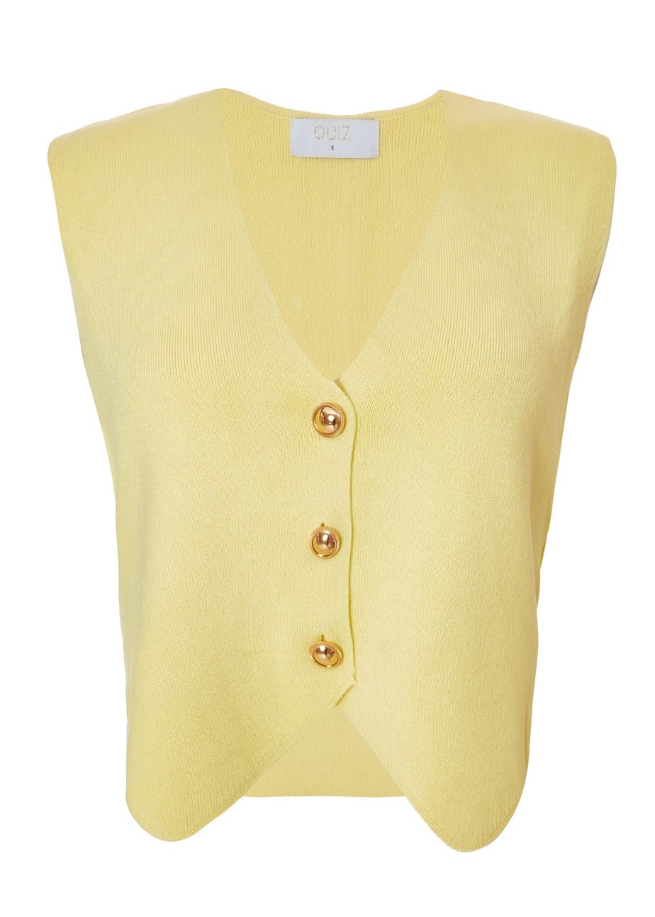 Quiz Yellow Knitted Button Front Waistcoat