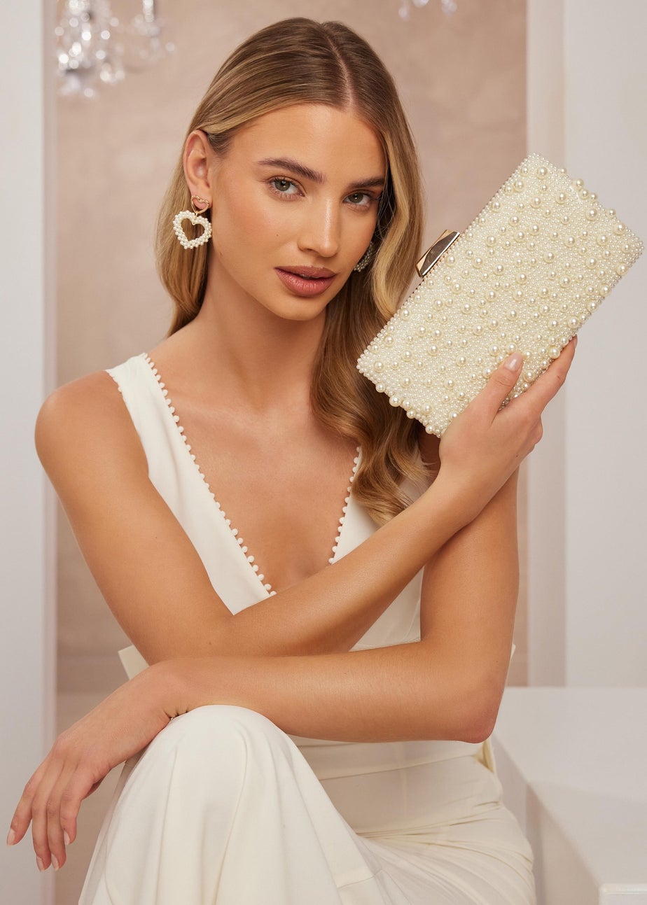 Quiz White Pearl Box Bag