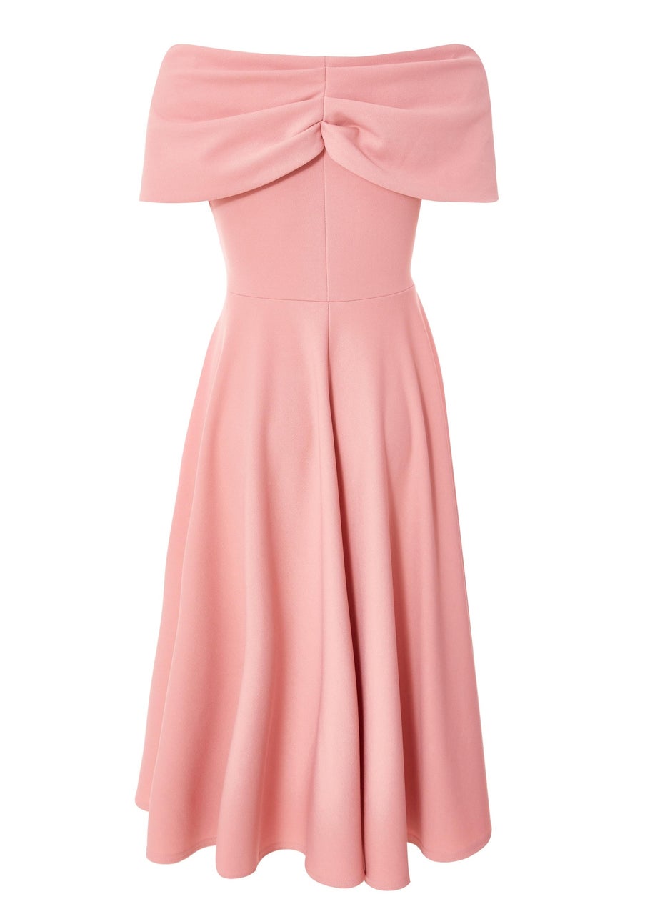 Quiz Blush Pink Bardot Midi Dress