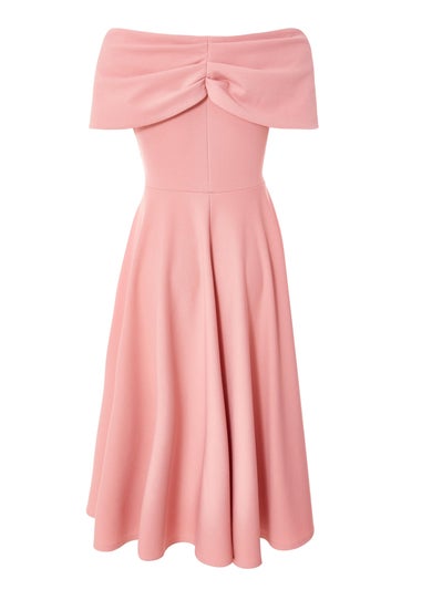 Quiz Blush Pink Bardot Midi Dress