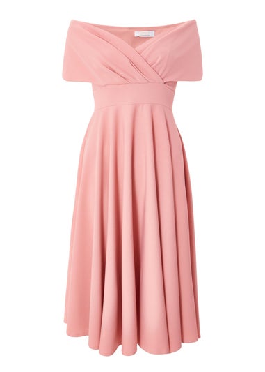Quiz Blush Pink Bardot Midi Dress