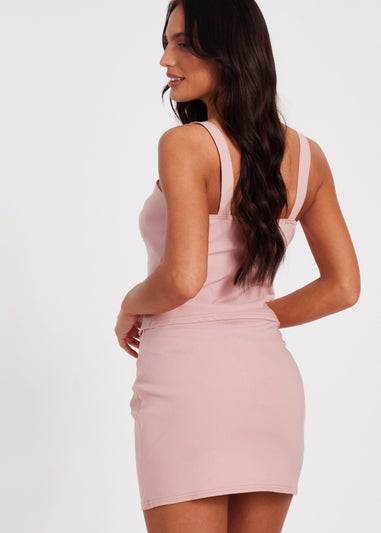 Quiz Blush Pink Button Detail Corset Top