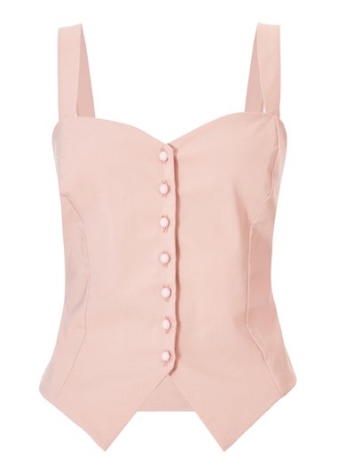 Quiz Blush Pink Button Detail Corset Top