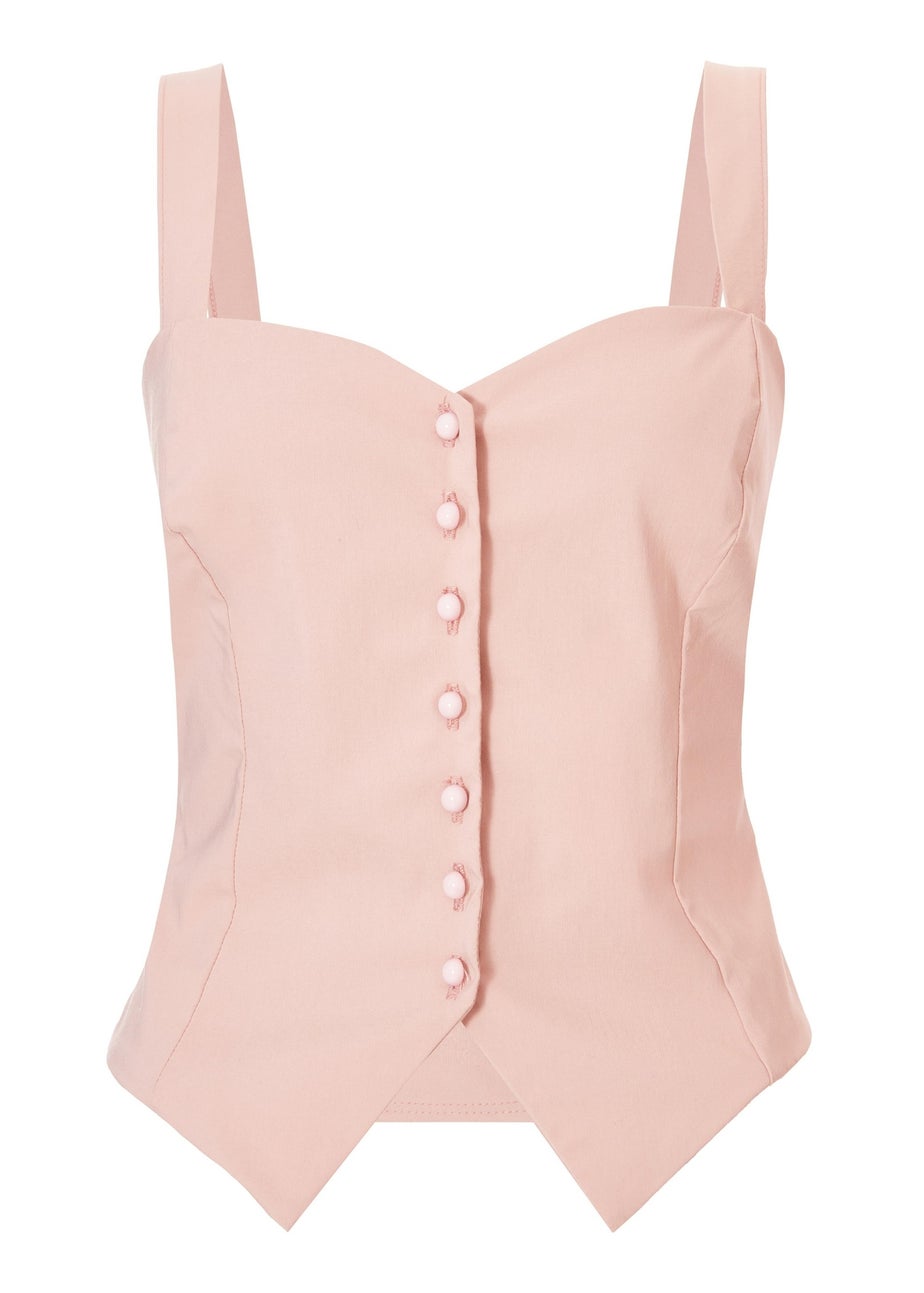 Quiz Blush Pink Button Detail Corset Top