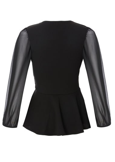 Quiz Black Wrap Front Buckle Top