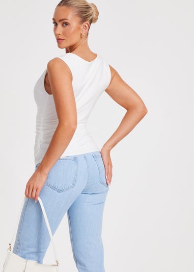 Quiz White Cowl Neck Top