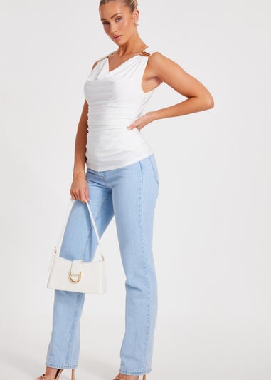 Quiz White Cowl Neck Top