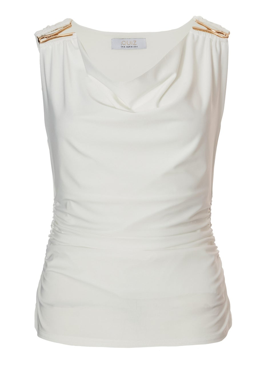 Quiz White Cowl Neck Top