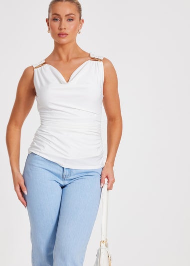 Quiz White Cowl Neck Top