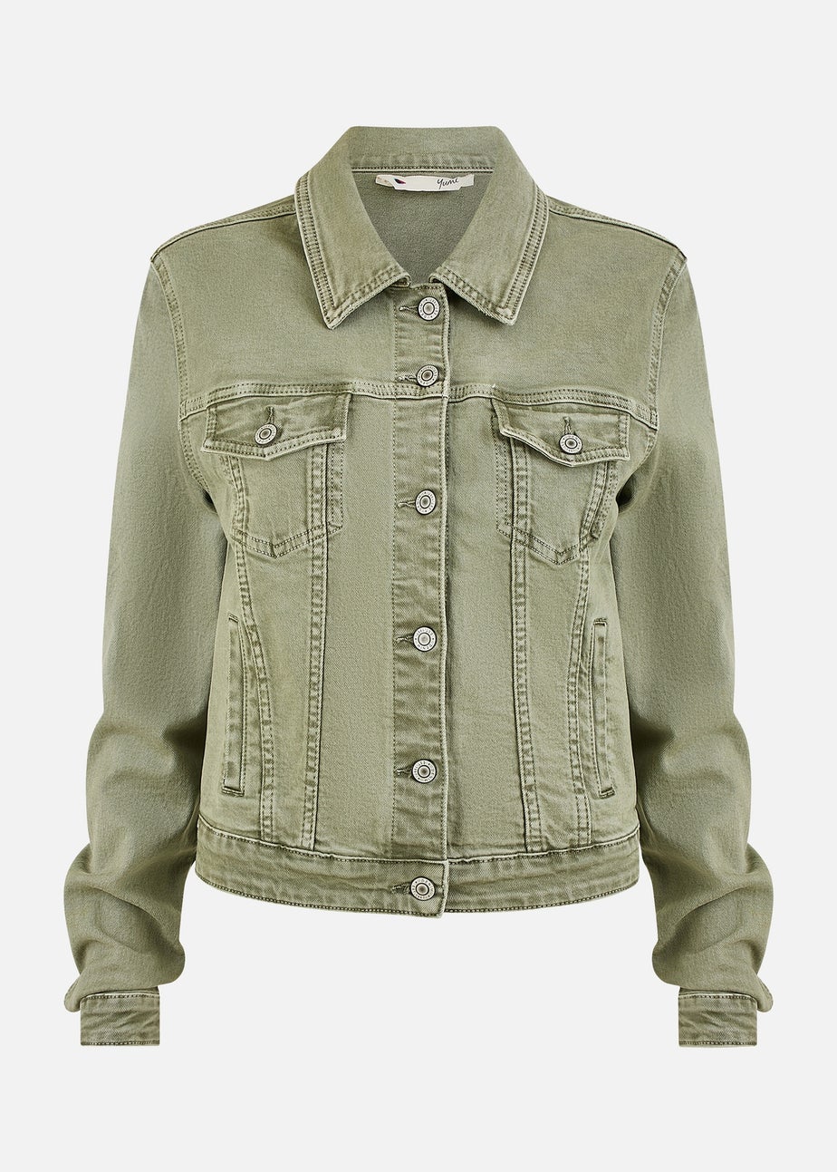 Yumi Green Stretch Cotton Denim Jacket