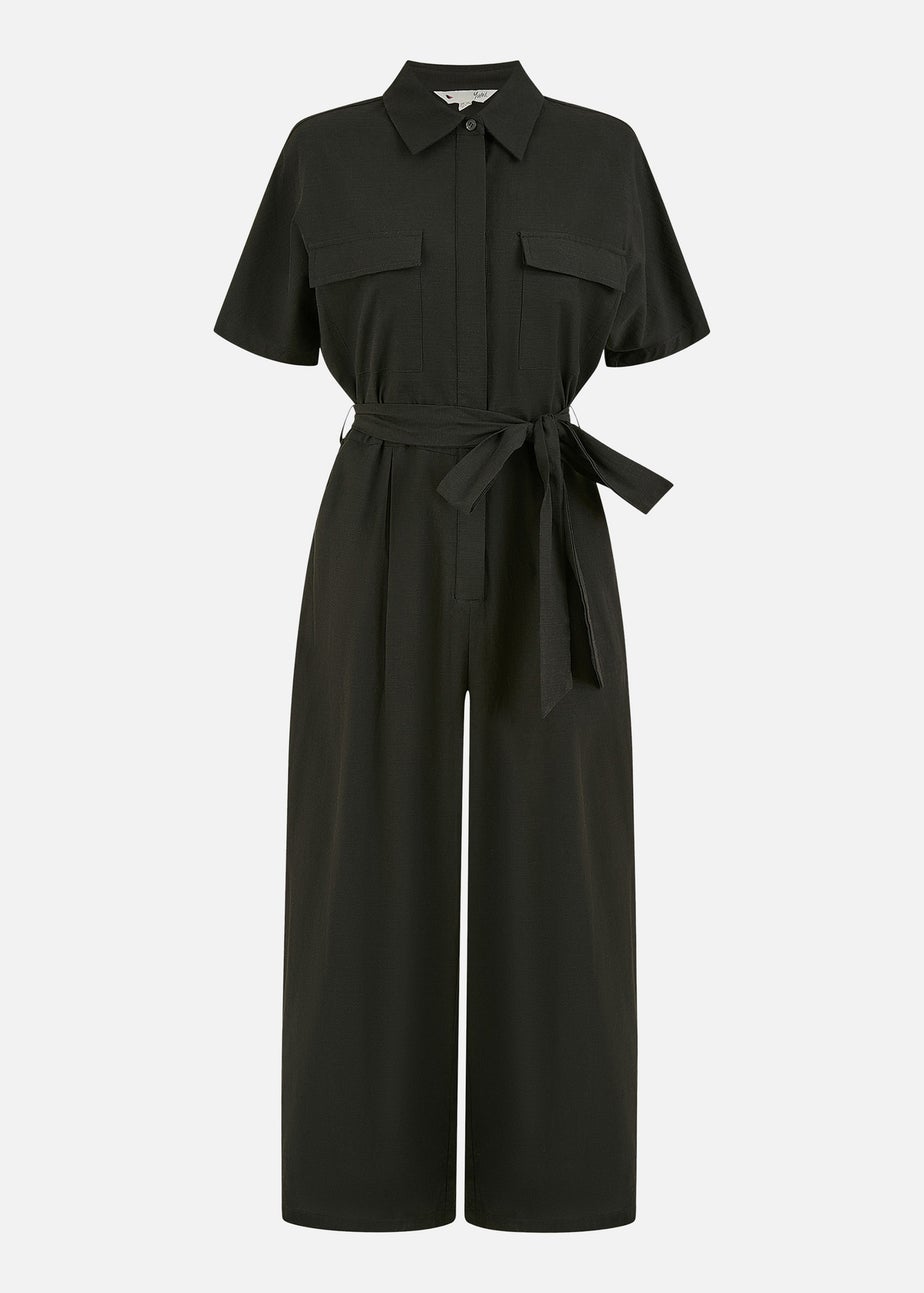 Yumi Black Utility Relaxed Fit Jumpsuit