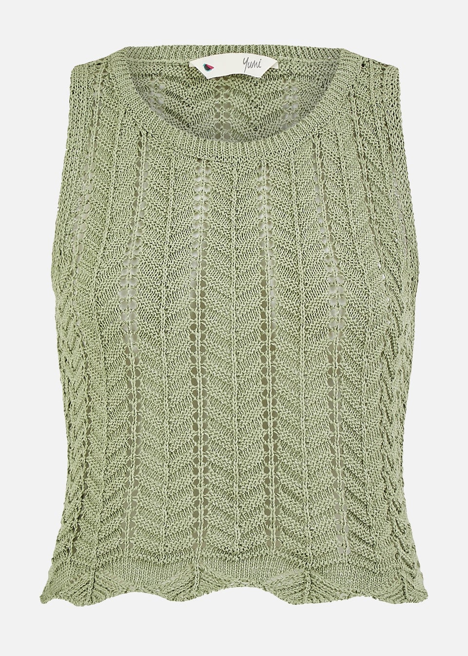 Yumi Green Crochet Knitted Tank Top
