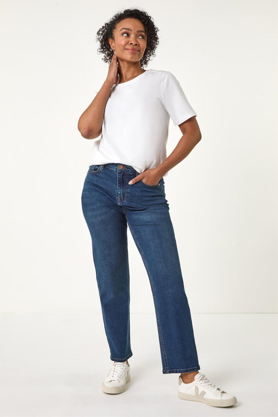 Roman Indigo Petite Stretch Straight Leg Jeans